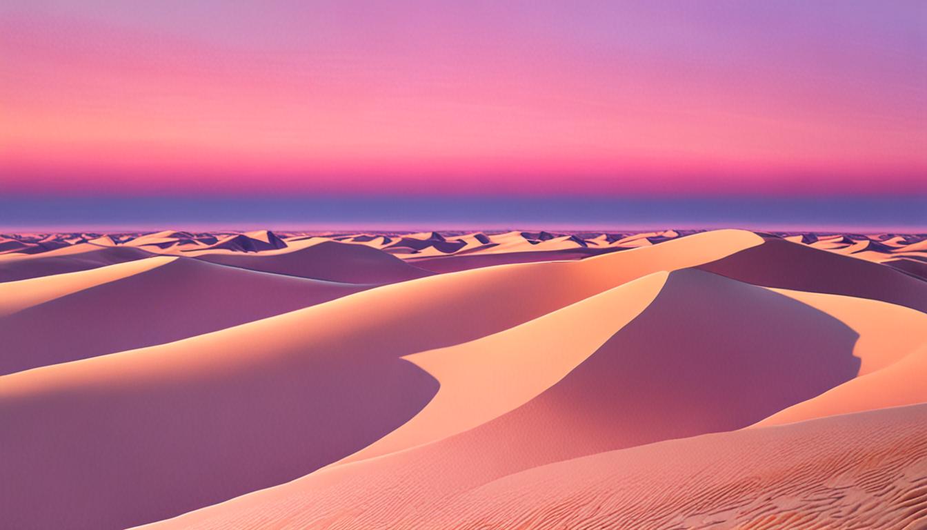 Aurora borealis above a misty dune landscape at dusk