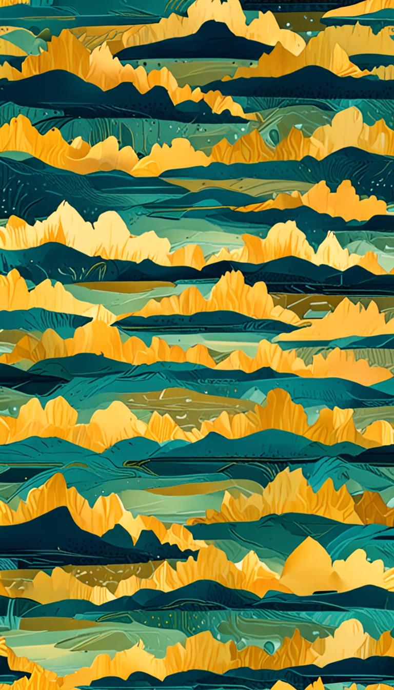 A serene fjord scene with aurora borealis and Art Deco patterns.