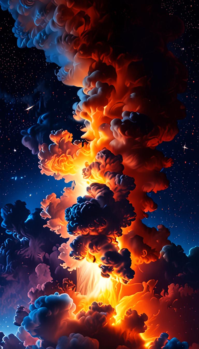A nebula cloud glows softly in the dark night sky, illuminated by a distant, warm light source.