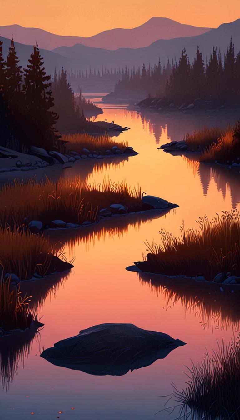 Softly Sinking River Sunset — scene 4
